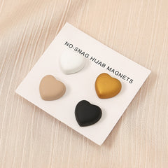 Heart Shape Magnet Buckle Set Brooch For Women & Girls