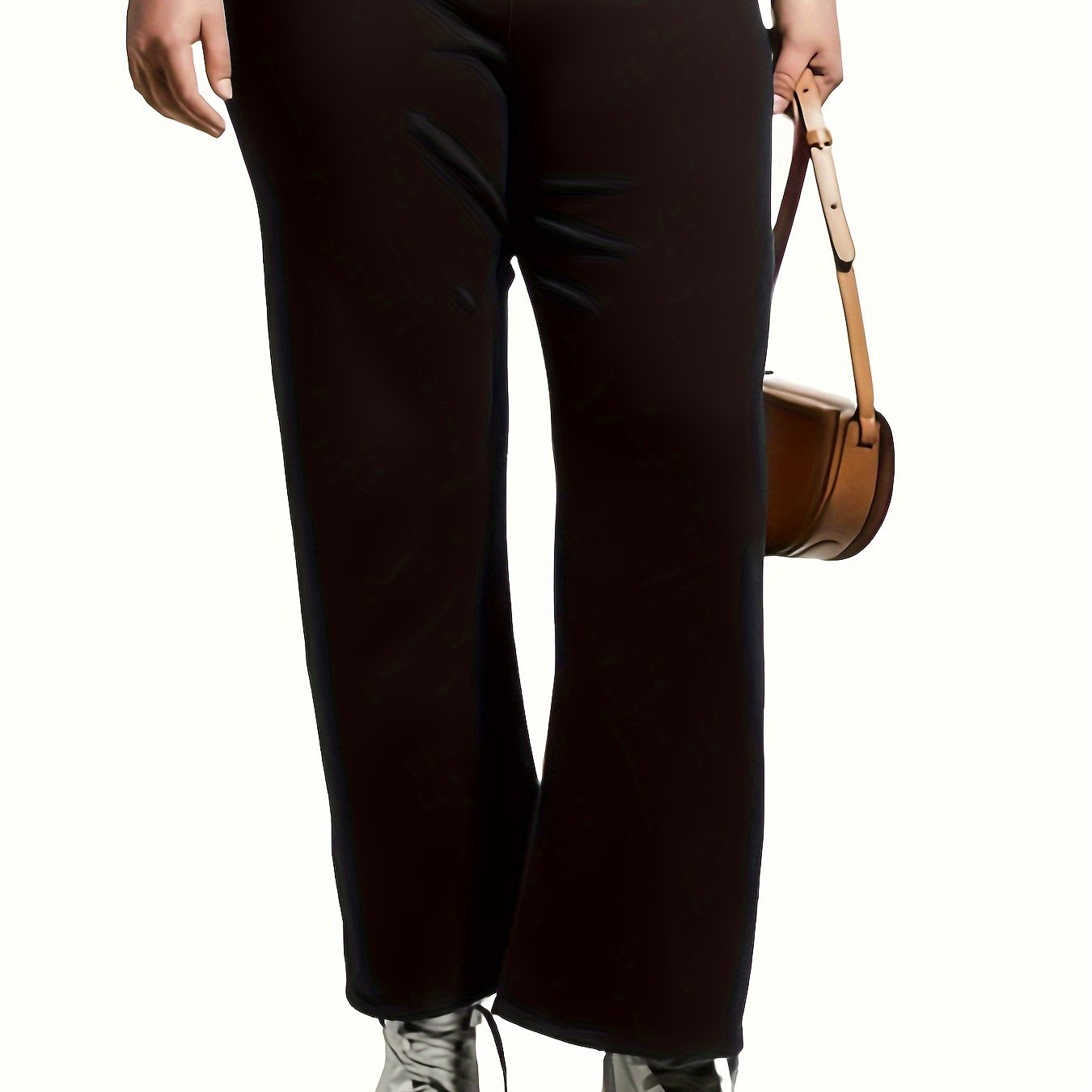  Solid High Rise Stretch Straight Leg Pants