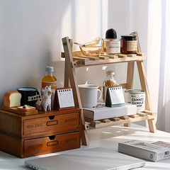 Desktop Organizer Shelves Trapezoidal Desk Display Rack