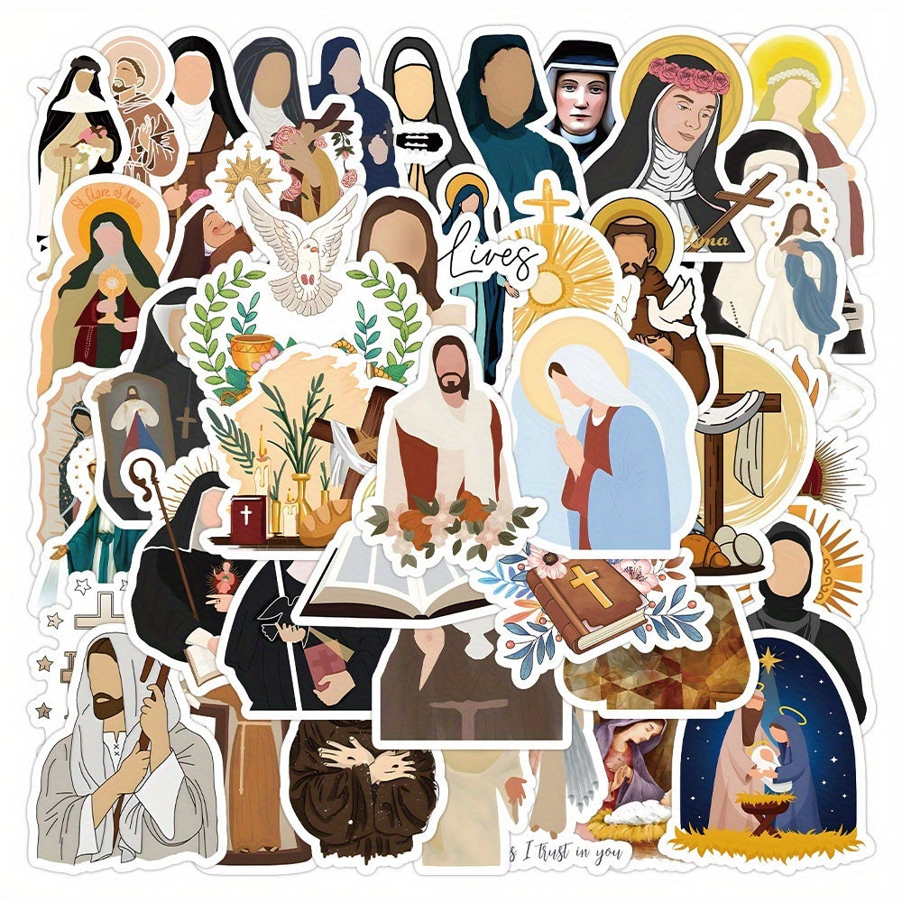 50pcs Monastic Series Sticker Pack - Christian Spiritual Decor