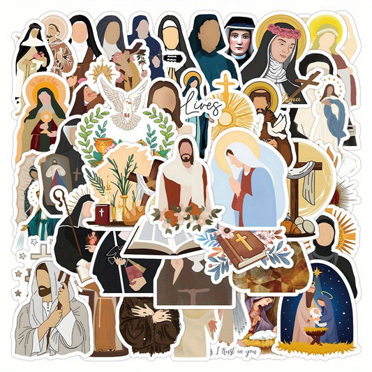 50pcs Monastic Series Sticker Pack - Christian Spiritual Decor