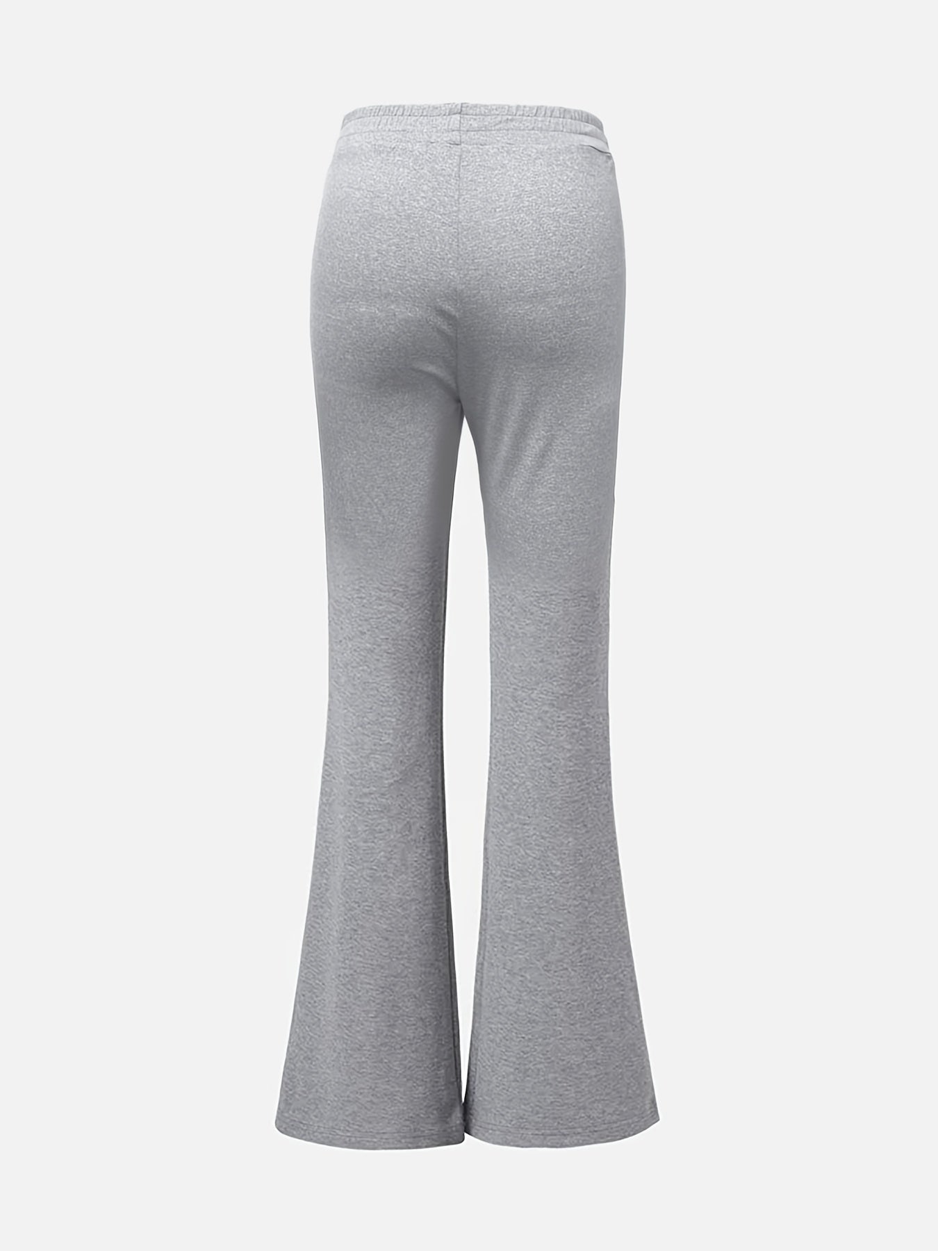  Solid Elastic High Rise Flared Leg Sports Pants