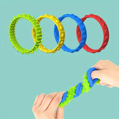 4pcs Silicone Decompression Toy Bracelets in Yellow, Green, Red