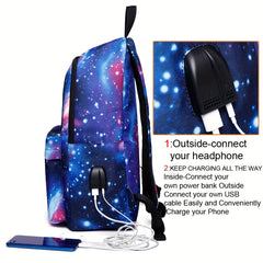 Large Capacity Backpack With USB Waterproof School Bag Travel Hiking Knapsack