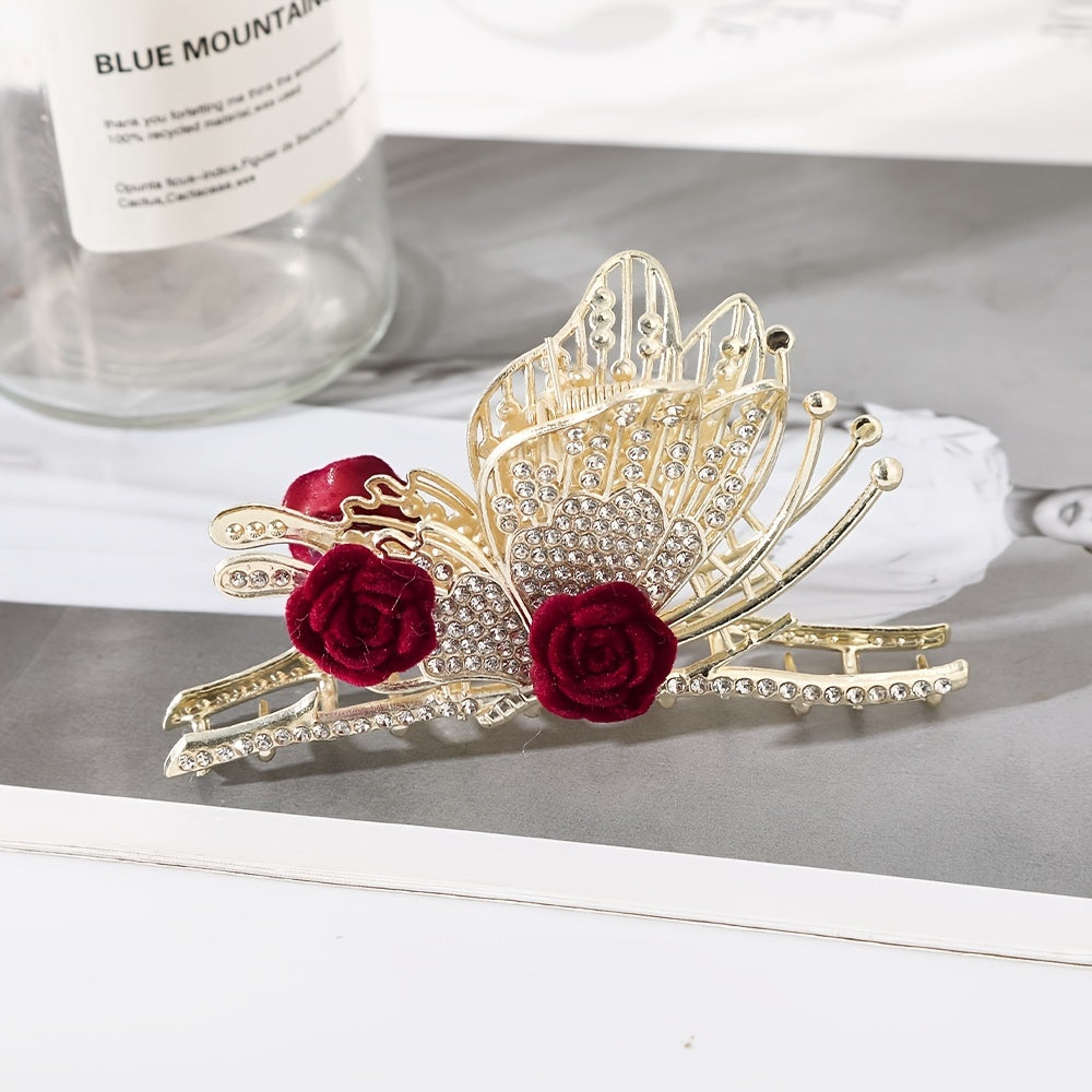 Rhinestone Butterfly Tassel Hair Claw Strong Hold Grip Hair Jaw Clip
