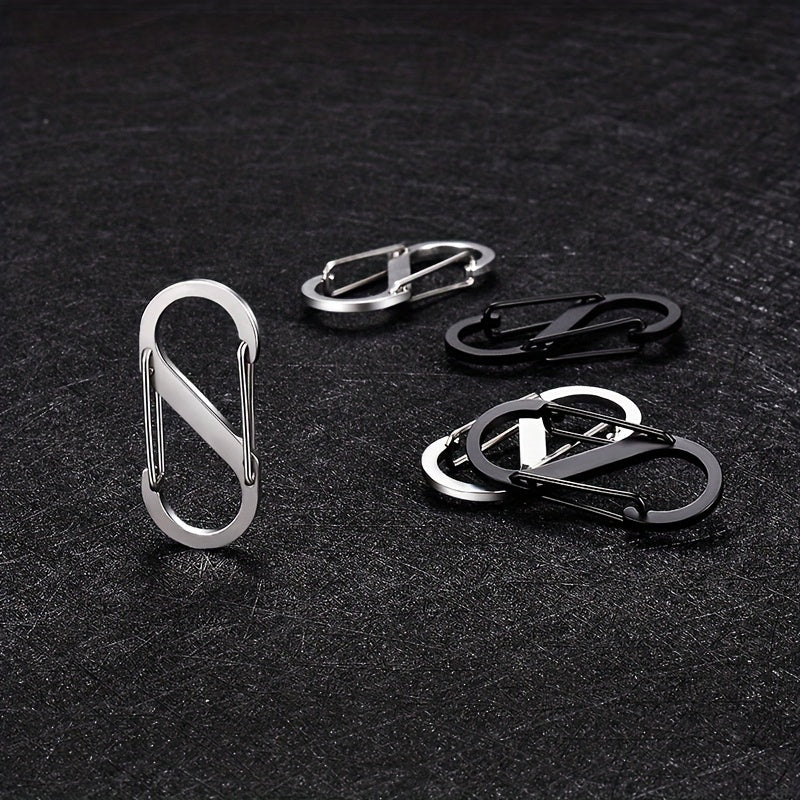5pcs S Type Stainless Steel Carabiner Mini Keychain Hook