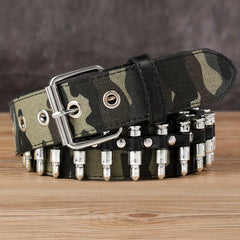 Men's Camo Belt with Bullet Head Decoration
