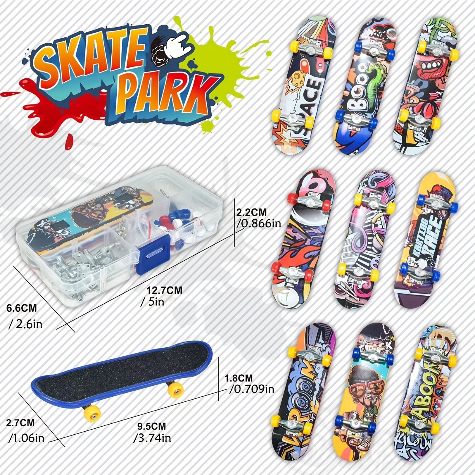 Mini Finger Skateboard Puzzle Toy Gift with Storage Box