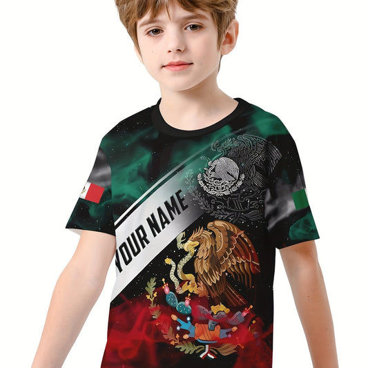 Mexico Flag 3D Print Boys Tee Lightweight Round Nec