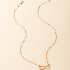 Infinity Shape Pendant Chain Necklace Rhinestones Alloy Neck Chain