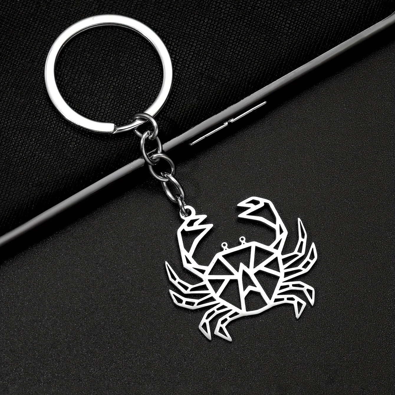 Creative Stainless Steel Hollow Crab Keychain For Men