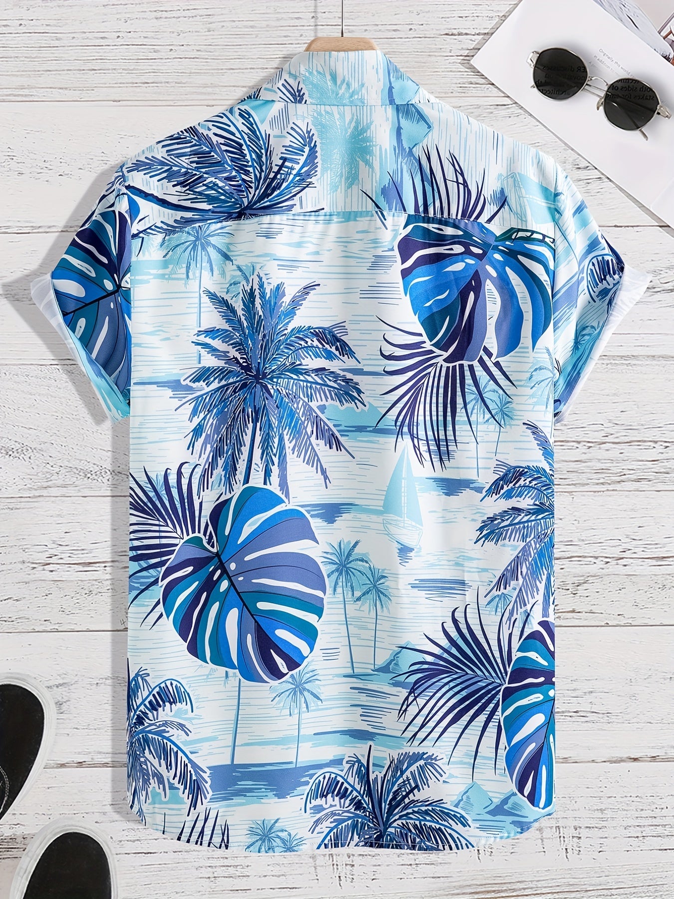 Men's Leaf Pattern Button Up Shirt