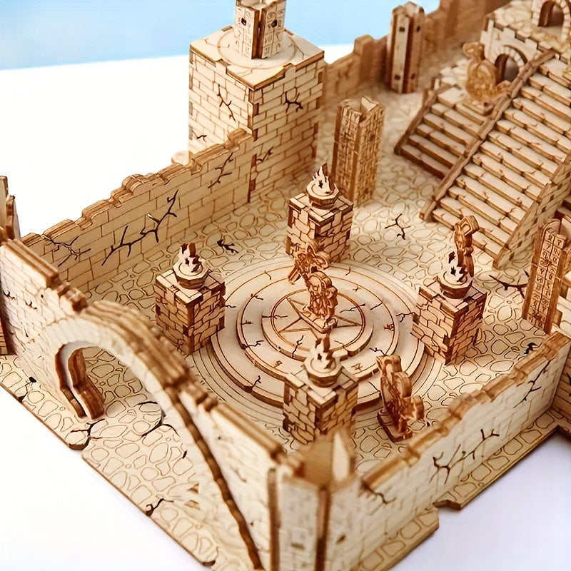 3D Wooden Jigsaw Puzzle 235pcs Ancient Temple Ruins Model for Adults