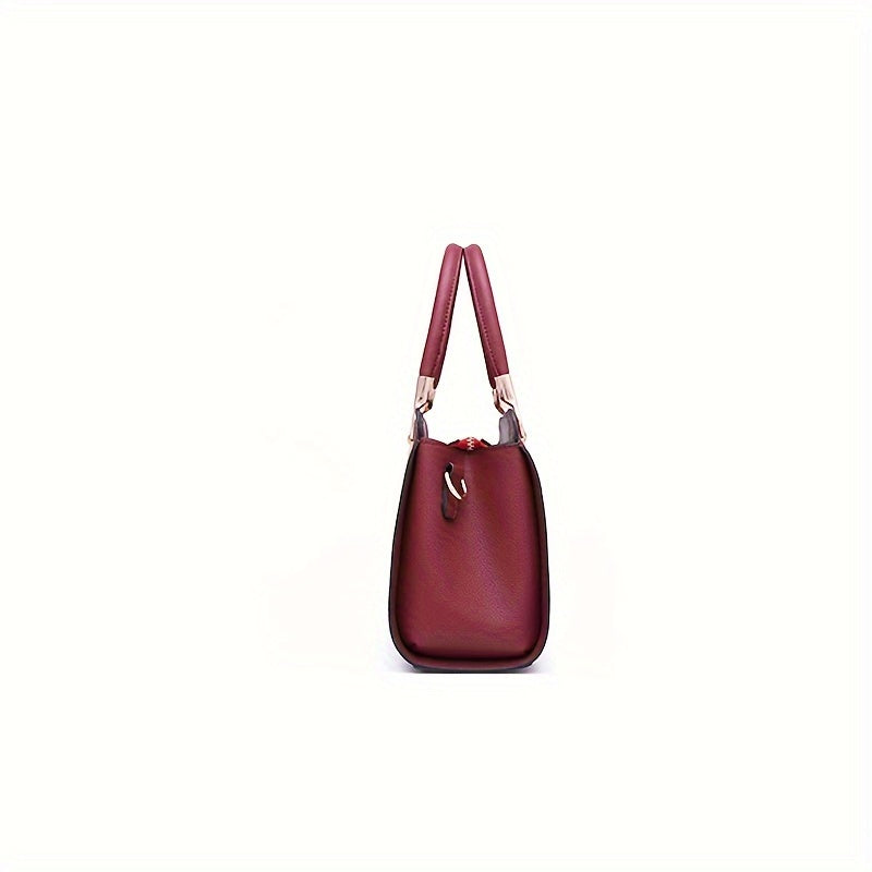 Convertible Shoulder Tote Bag with Detachable Strap & Zipper Closure