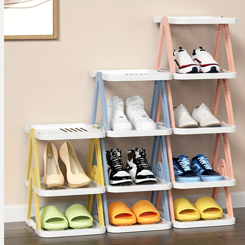 Plastic Folding Shoes Storage Rack Stackable Shoes Storage Shelf