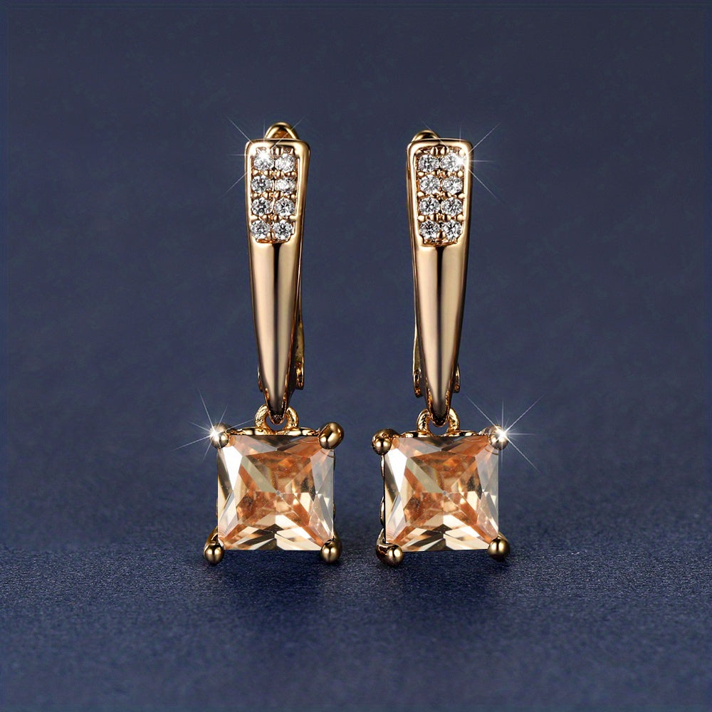 Emerald Earrings 18K Plated Ornament For Women Daily Decor Jewelry