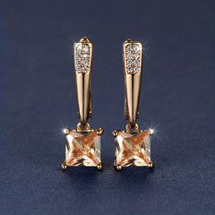 Emerald Earrings 18K Plated Ornament For Women Daily Decor Jewelry