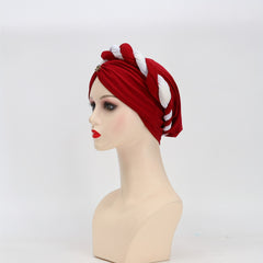Crystal Pendant Turban Cap Elastic Head Wrap Ramadan Head Scarf