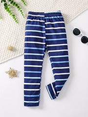 3pcs Girls' Stretch Legging Pants Plain Colors Stripe Print