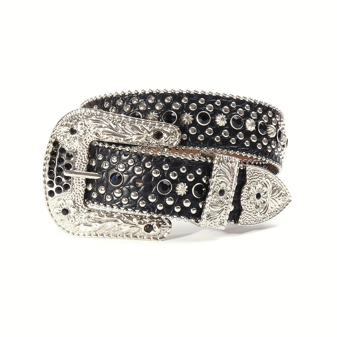 Rhinestone Belt Western Cowboy Cowgirl PU Leather Crystal Studded Strap