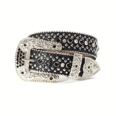 Rhinestone Belt Western Cowboy Cowgirl PU Leather Crystal Studded Strap