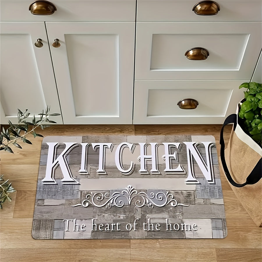 Vintage Kitchen Mat Wooden Striped Print Carpet Polyester Rug