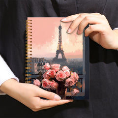 Eiffel Tower Pink Sky Flower Notebook Office Stationery