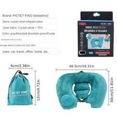 Inflatable Travel Pillow Portable Hand Push Suitable Airplane Train Car Office