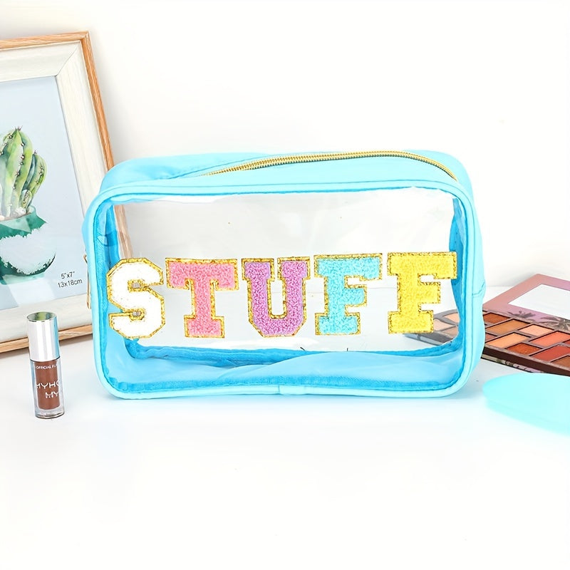 Plush Letter Pattern Zipper Makeup Bag