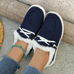 Women's Fleece Liner Thermal Loafers Flat Shoes