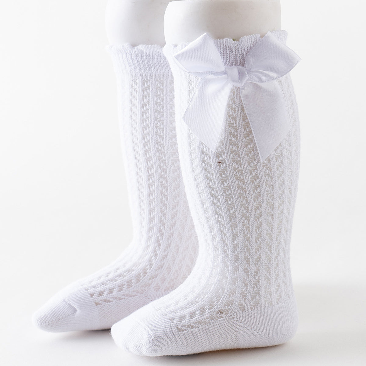 Baby Girls Knee High Socks Infants Toddlers Bow Knit Socks Cotton Stockings