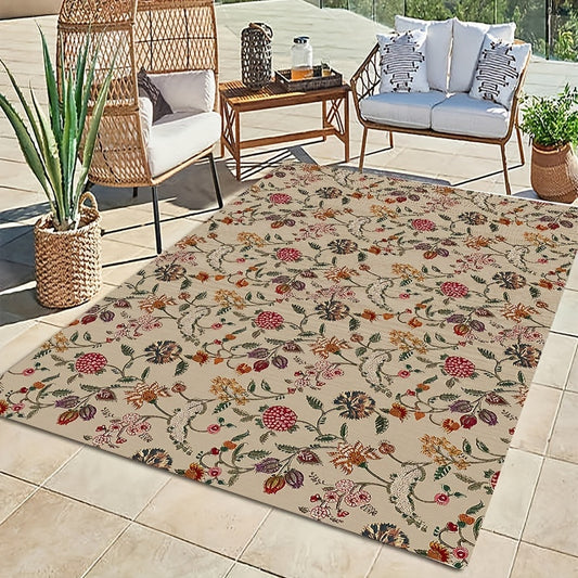 Luxuriant Flowers Pattern Sponge Rug Hallway Entrance Doormat Carpet