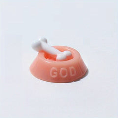 1pc Dog Bowl Figurine Resin GOD Embossed Micro Garden Decor Display Models