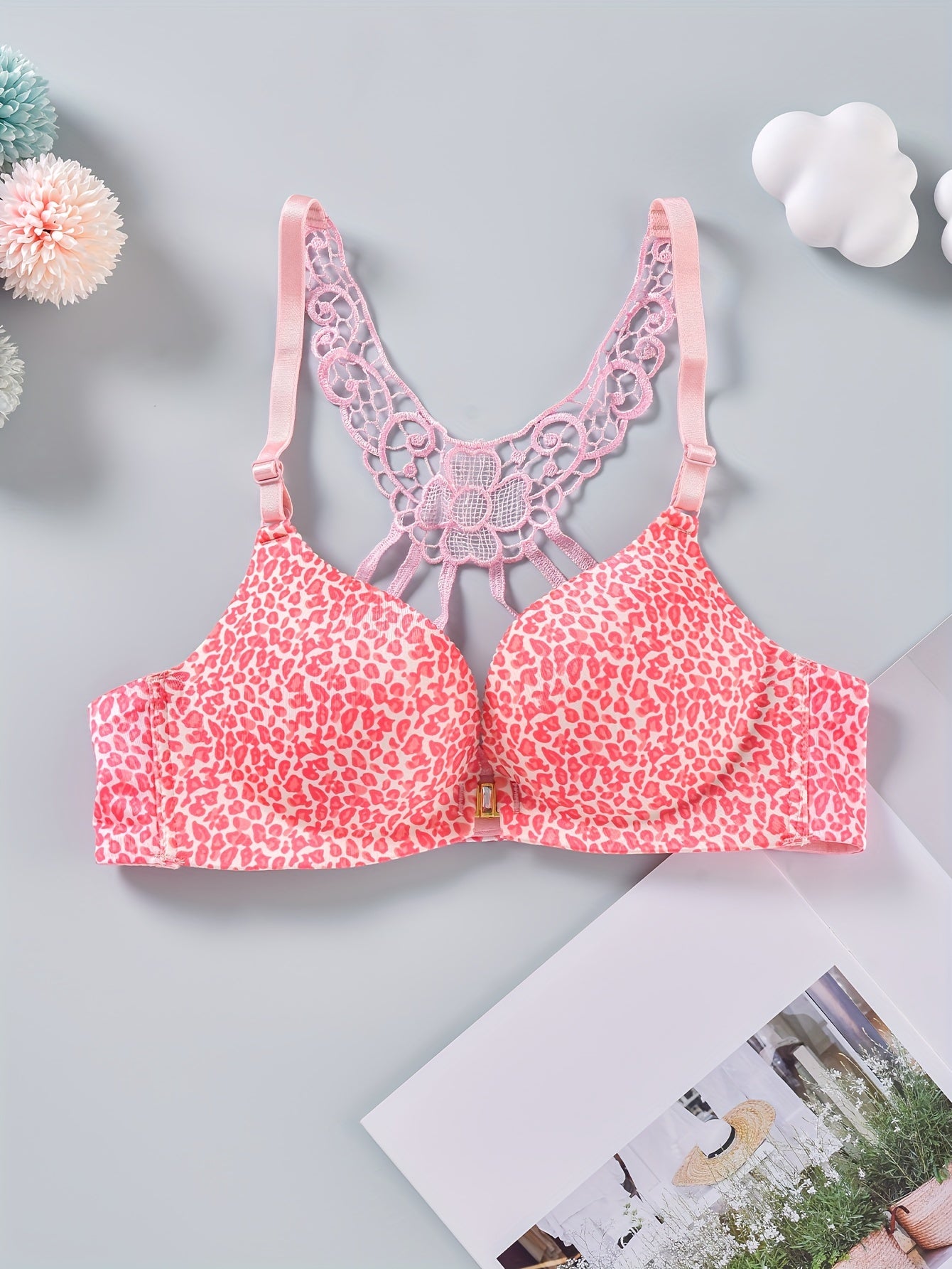 Lace Push Up Bra Front Buckle Comfy & Breathable Women's Lingerie