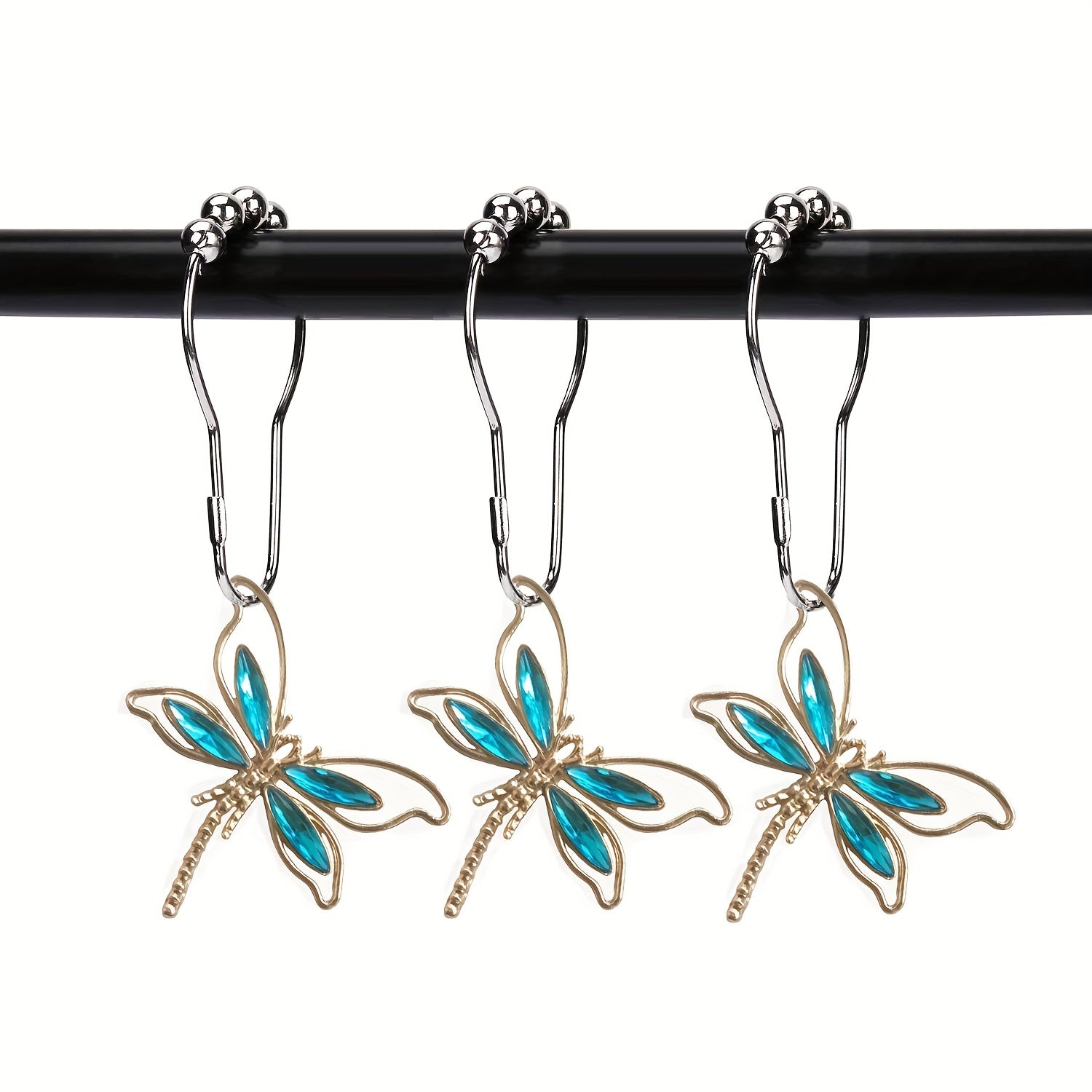 Dragonfly Shower Curtain Hook Rust-proof Rings Bathroom Decor