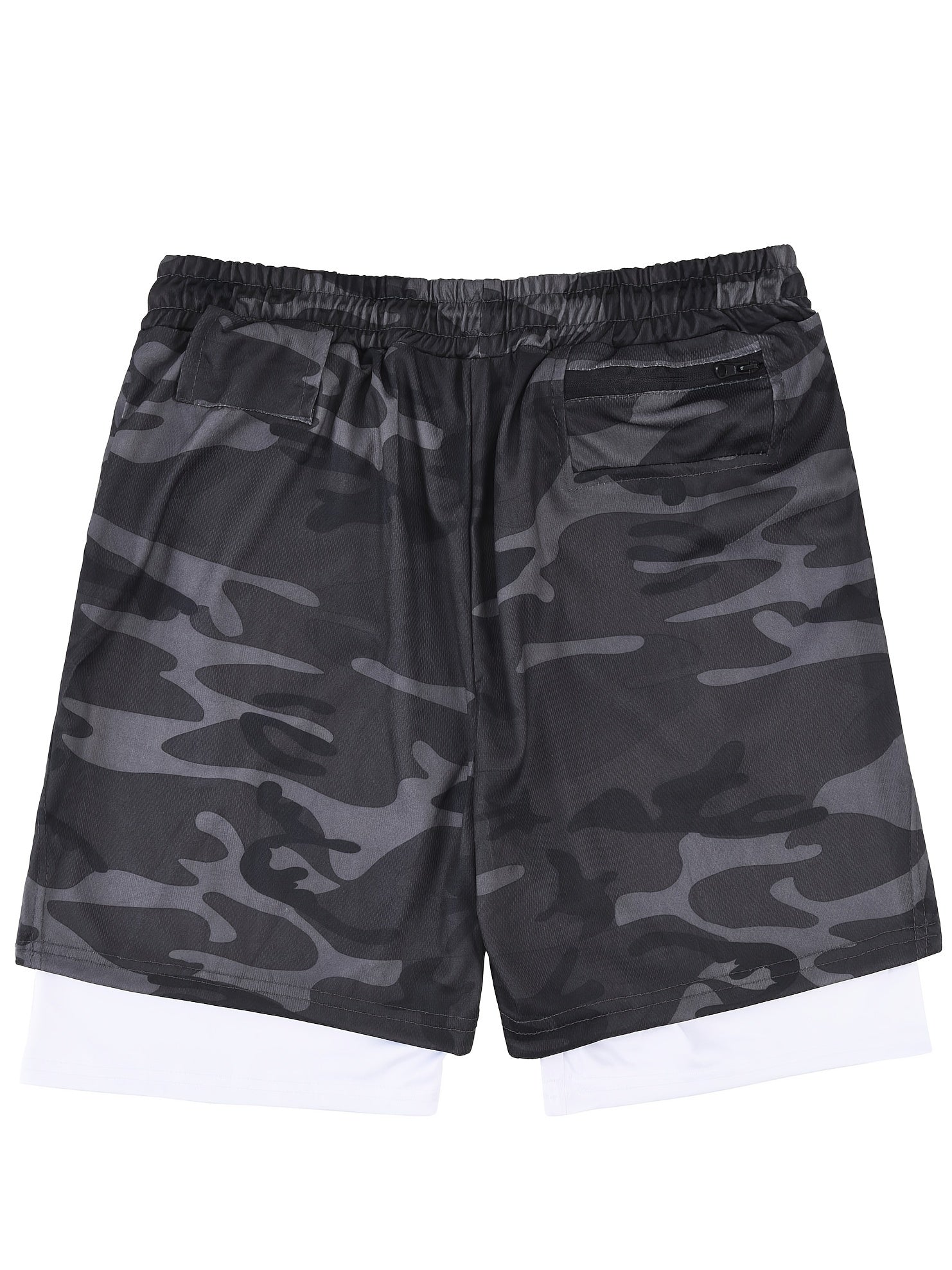 Men's Camo Gym Running Shorts Active Stretch Drawstring Workout Bottom