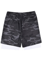 Men's Camo Gym Running Shorts Active Stretch Drawstring Workout Bottom