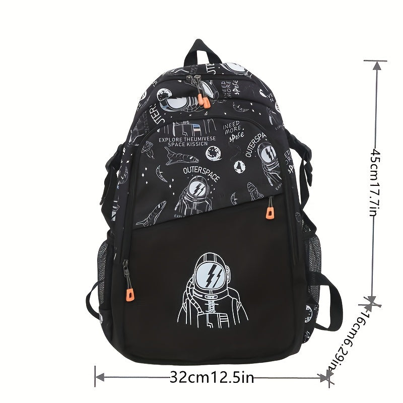 Nylon Student Backpack Casual Men Women Teens Zipper Close