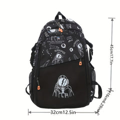 Nylon Student Backpack Casual Men Women Teens Zipper Close