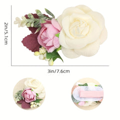 3pcs Floral Hair Clips for Baby Girls Boutique Fully Lined Hair Accessories