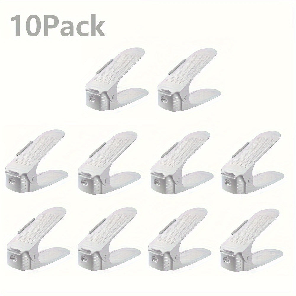 10pcs Shoe Slot Organizer Adjustable Double Layer Shoe Rack