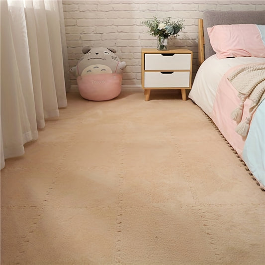 12pcs Foam Puzzle Floor Mat Interlocking Fluffy Puzzle Flooring Tiles