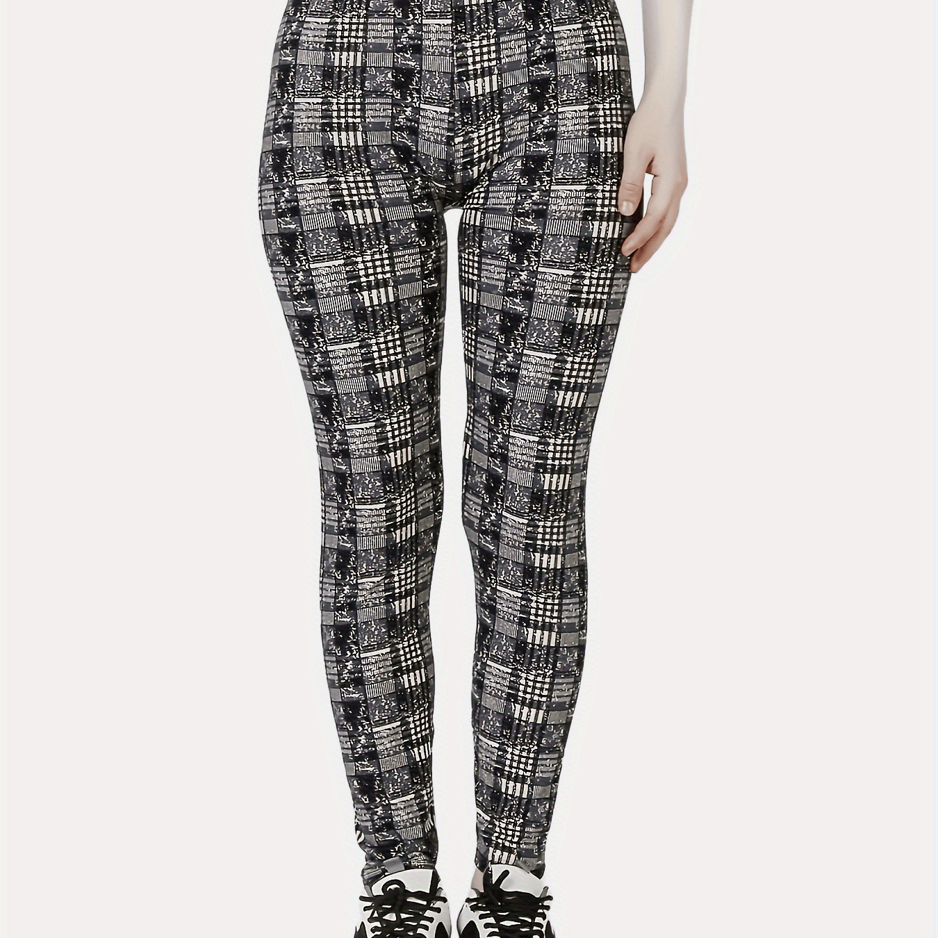 Plaid Print Leggings High Waist Slim Leggings