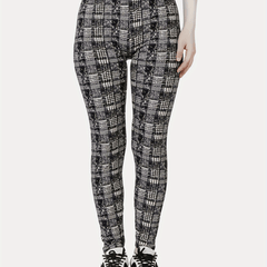 Plaid Print Leggings High Waist Slim Leggings