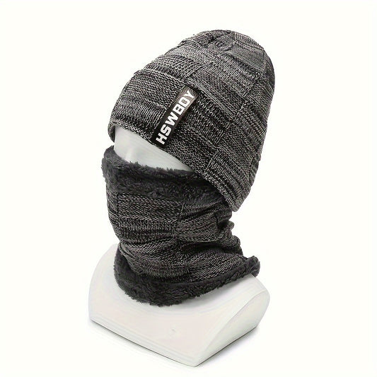 Winter Beanie Hat & Scarf Set Velvet Lined Ear Protection Warm