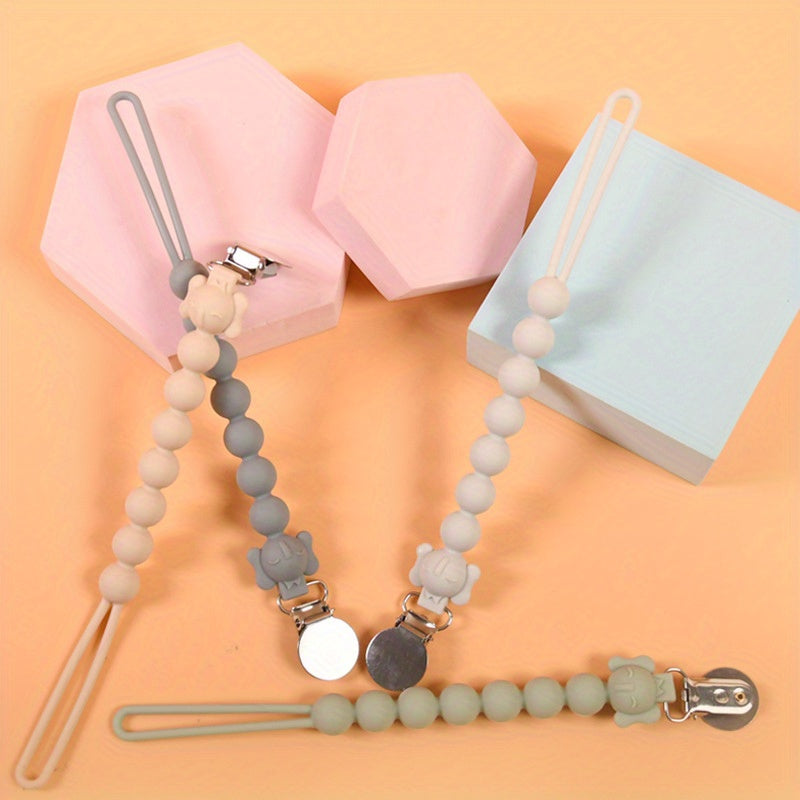 Teething Silicone Beads Pacifier Chain with Steel Buckle