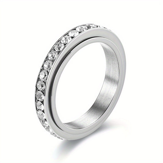 Men's Faux Diamond Ring - Stylish Silver Tone Band