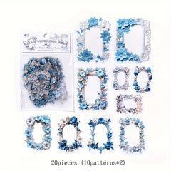 20pcs Flower Border Stickers for DIY Decoration Scrapbook Diary Cup