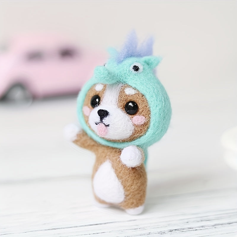 Corgi Felt Kit DIY Embroidery Wool Craft Stitch Needlework Needle Toy Gift