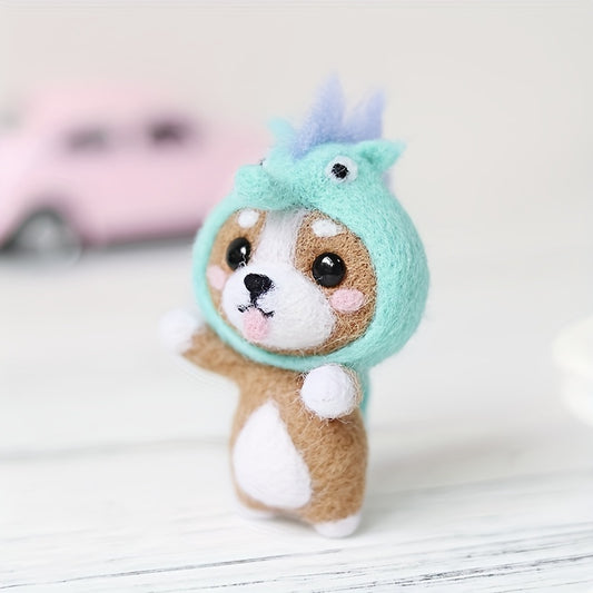 Corgi Felt Kit DIY Embroidery Wool Craft Stitch Needlework Needle Toy Gift